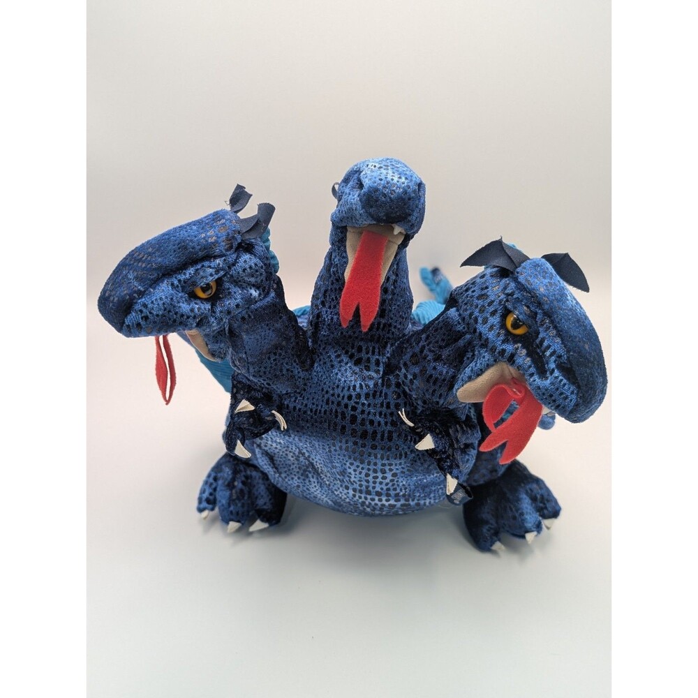 Folkmanis Blue Three Headed Dragon Hand Puppet Plush Hydra Stuffed Animal 11"